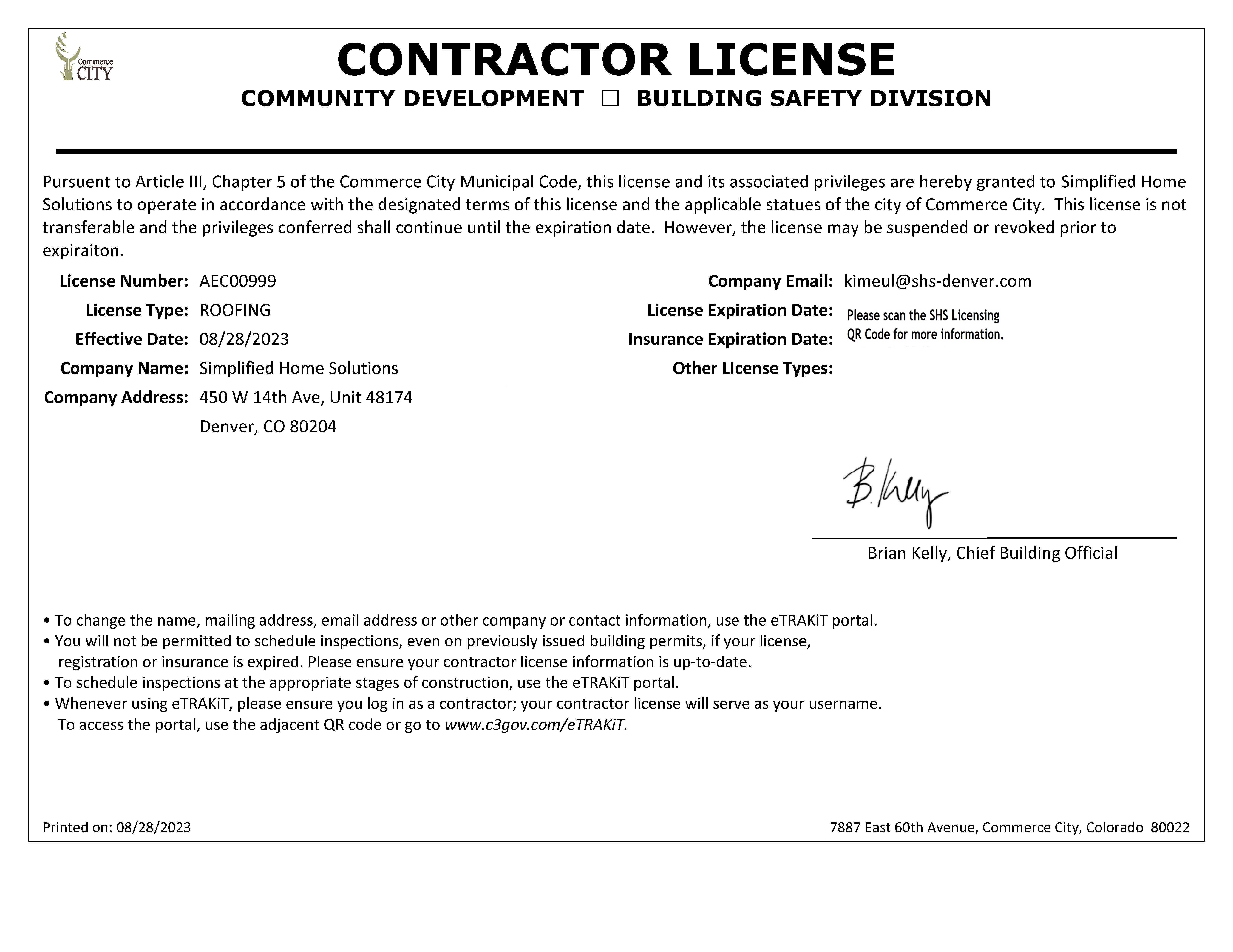 City of Commerce City - Contractor License